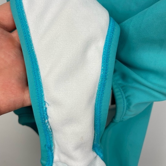 Nike Aqua Blue One Piece Racerback Bathing Suit with White Trim - Picture 6 of 10